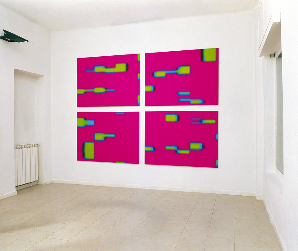 Bianco-Valente, Slow Brain, 2001, plotter su tela, veduta dell'installazione