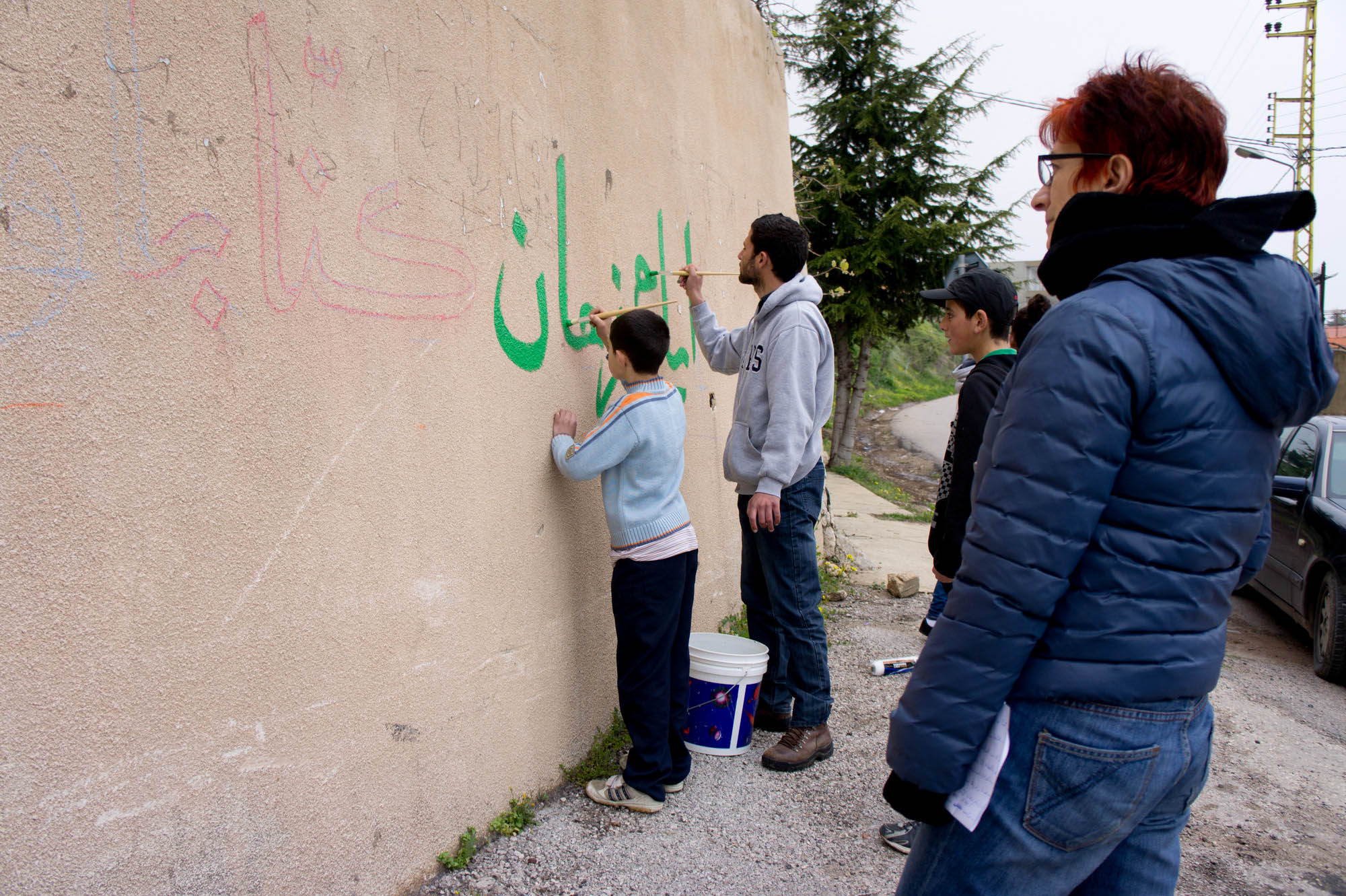 Come il vento (Like the Wind), 2013, Becharre, Libano, documentazione dell'intervento sui muri della città