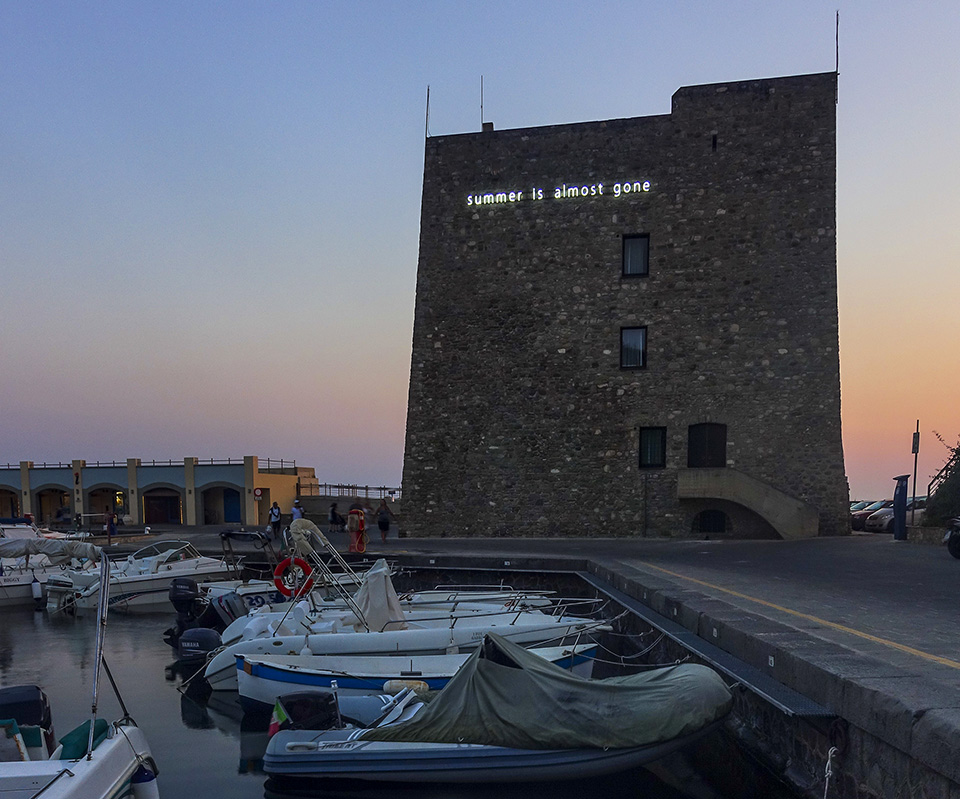 Bianco-Valente, Summer is almost gone, 2017, installazione ambientale, Torre normanna di Acciaroli